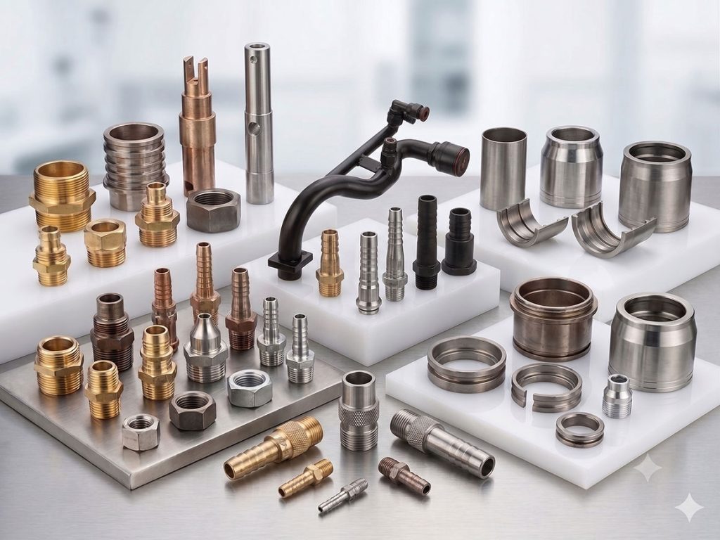 Range of precision machined components manufactured by TVI Manufacturing and Distribution